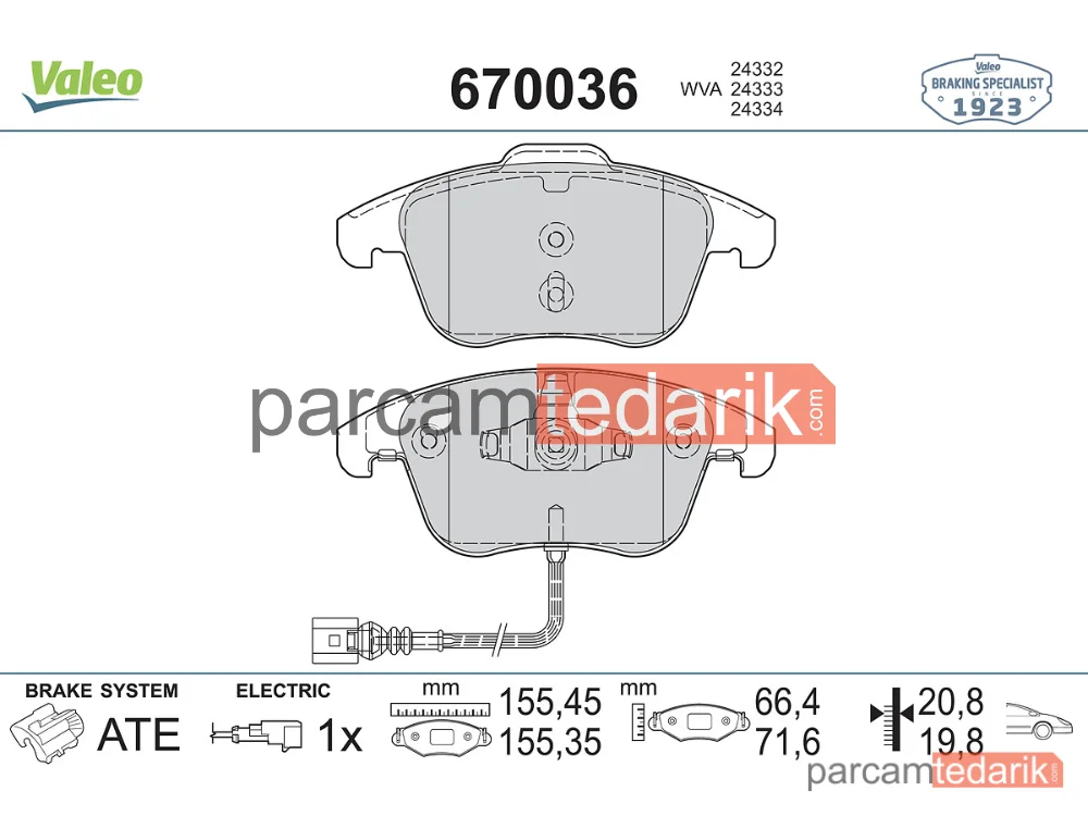 670036 | Fren Balatası — VW Tiguan, Audi Q3, Seat Alhambra
